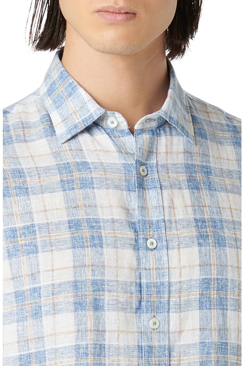 Orson Shaped Fit Short Sleeve Linen Button-Up Shirt, Alternate, color, CLASSIC BLUE