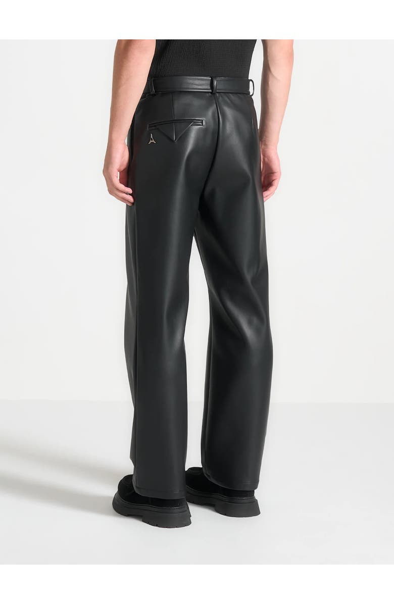 Manière De Voir Serge Relaxed Fit Leather Pleated Trousers, Alternate, color, Black