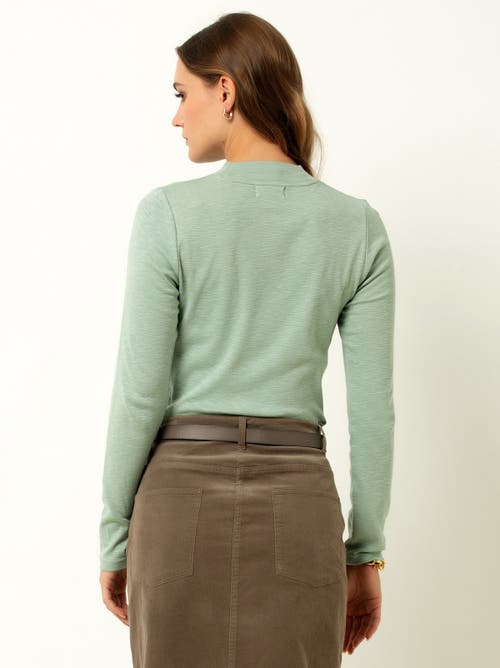 Single Stitch Long Sleeve Knit Top In Green
