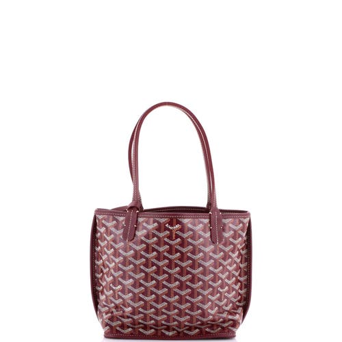 Pre-owned Goyard Goyard Anjou Reversible Tote Coated Canvas Mini In Burgundy