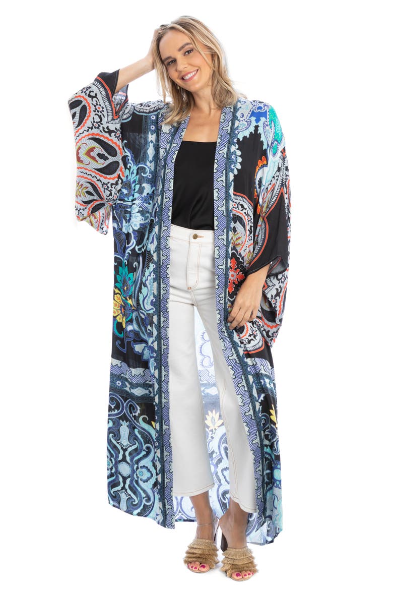 Paisley Longline Ruana, Main, color, BLUE COMBO