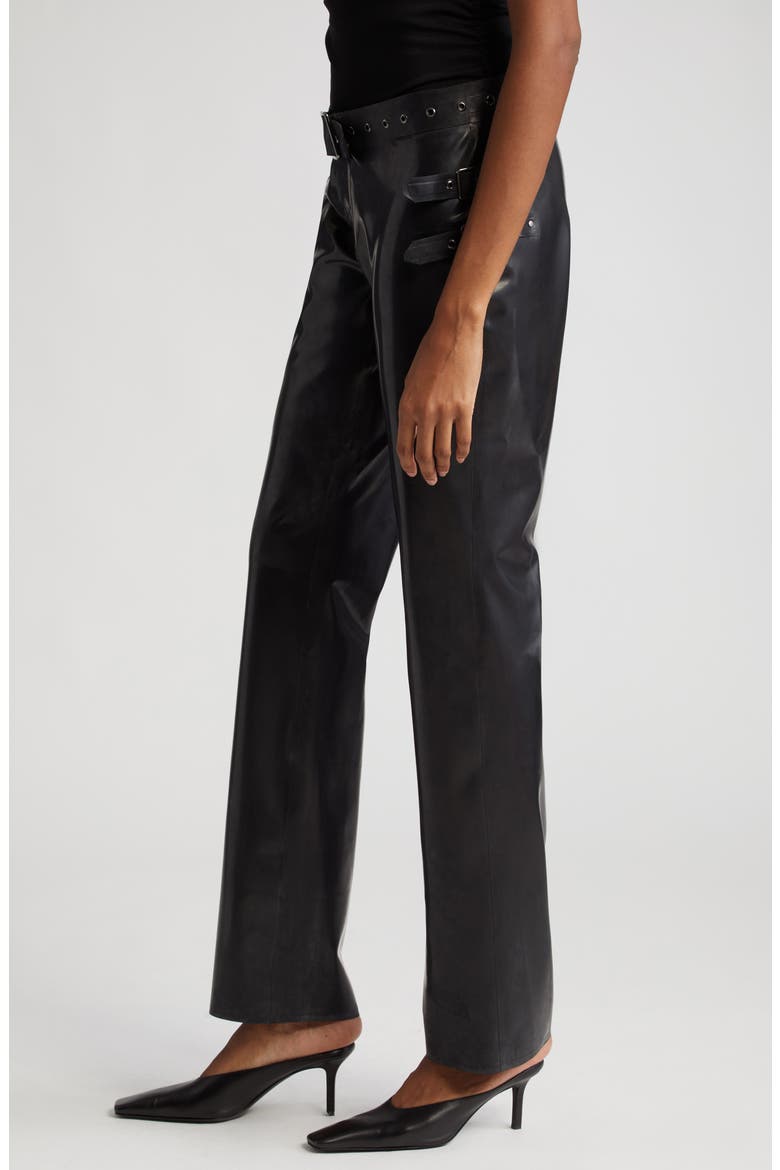 Toni Attached Belt Latex Pants, Alternate, color, BLACK
