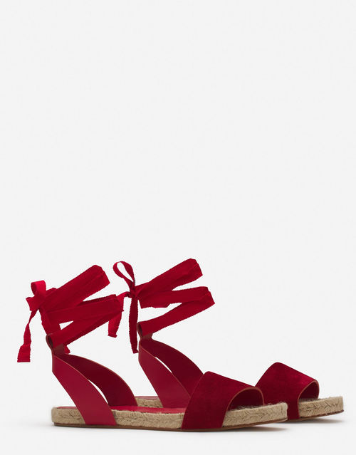 Lanvin Domra Flat Suede Sandals In Red