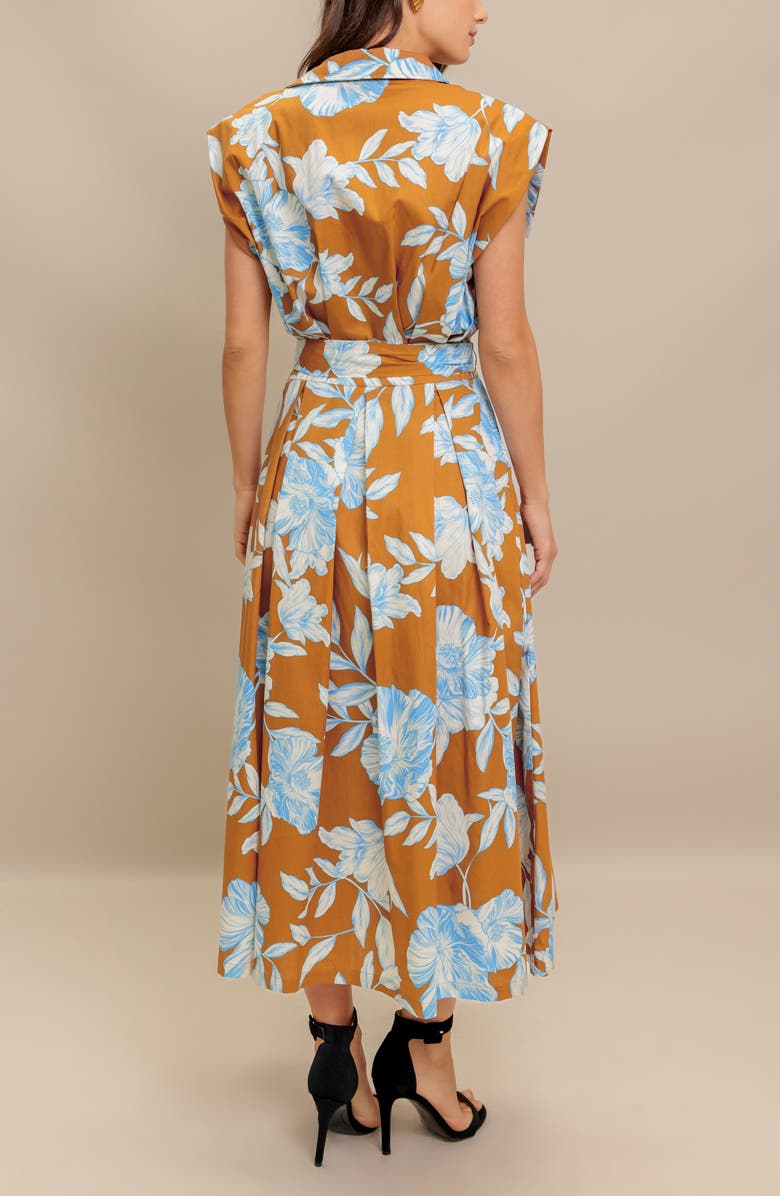 FLYING TOMATO Print Midi Shirtdress, Alternate, color, Brown Blue