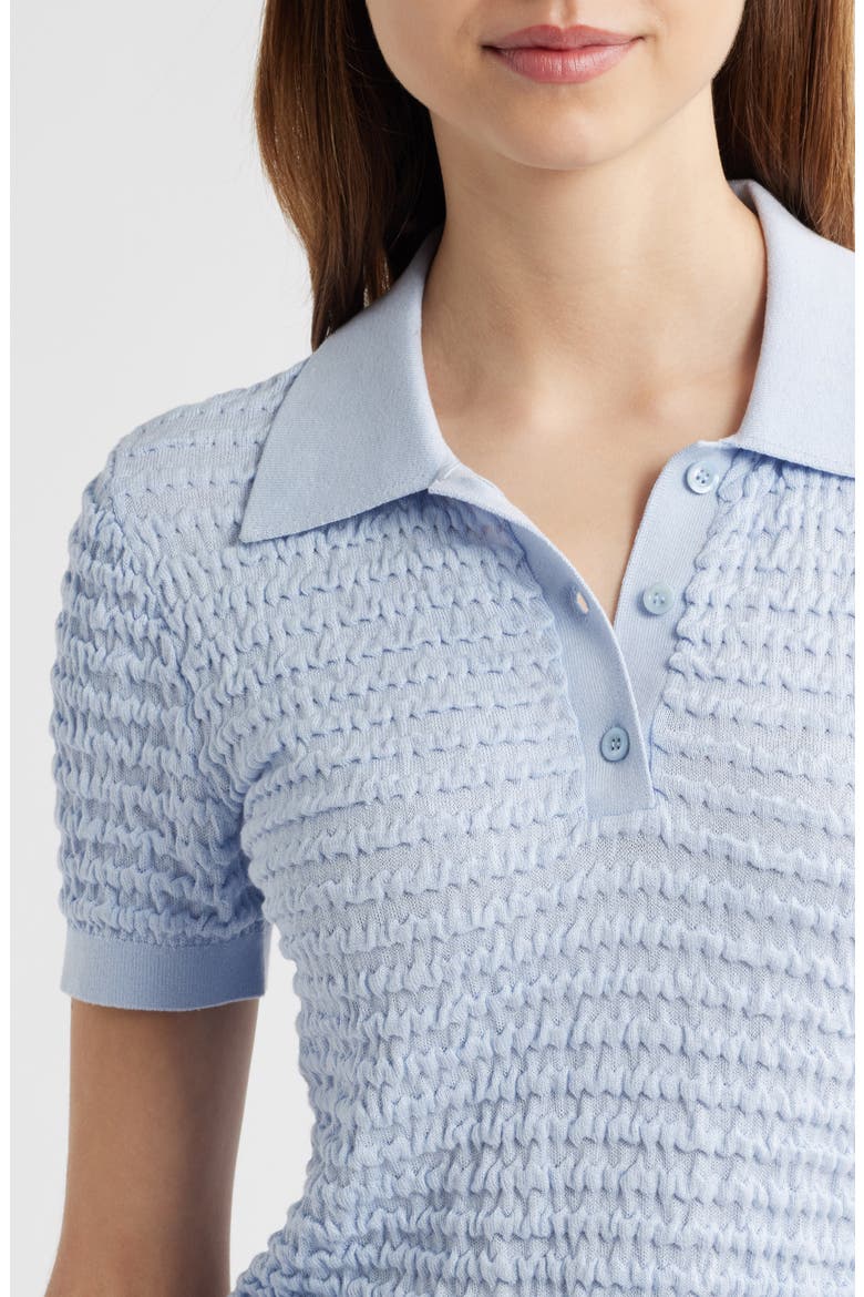 The Smock Silk & Cotton Polo Sweater, Alternate, color, LIGHT CHAMBRAY