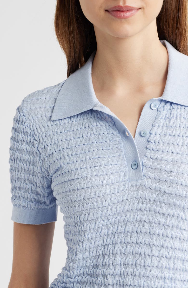 FRAME The Smock Silk & Cotton Polo Sweater, Alternate, color, Light Chambray