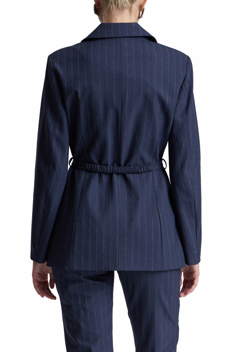 Pinstripe Belted Blazer, Alternate, color, NAVY-WHITE