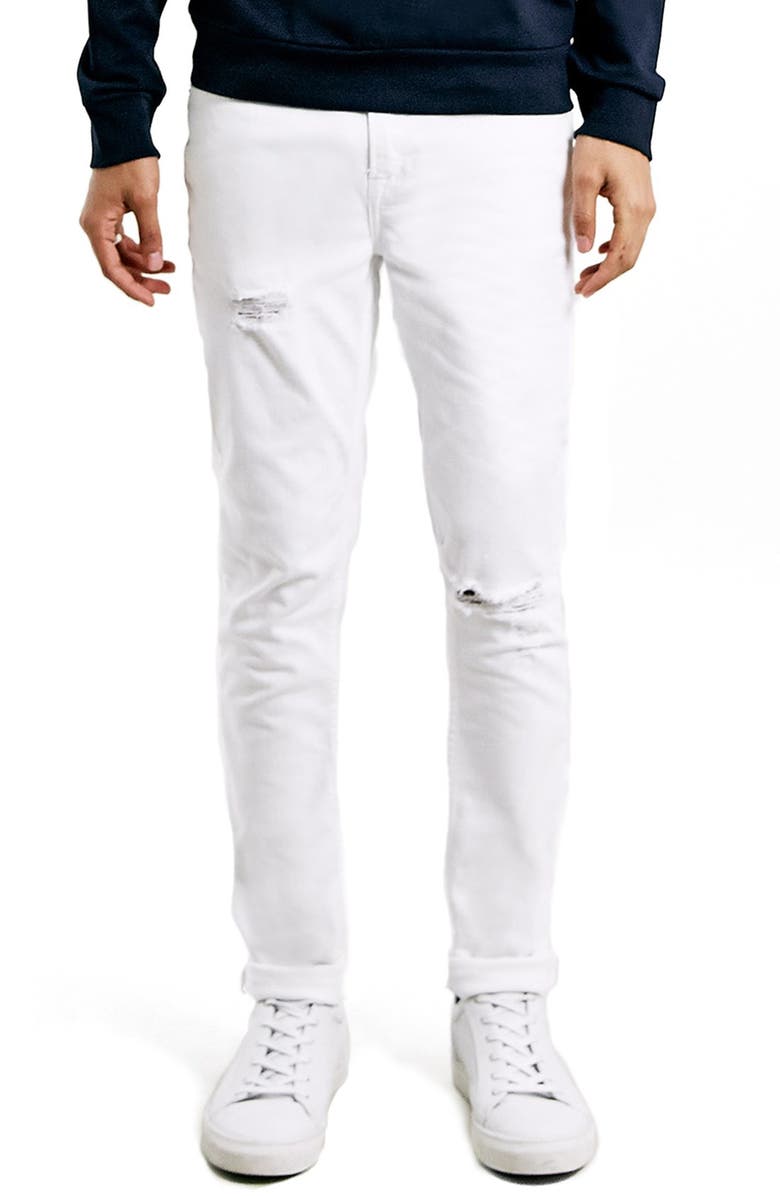 Topman Ripped Stretch Skinny Fit Jeans, Main, color, 