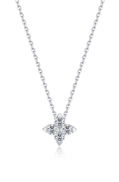 Trillium Bud Simulated Diamond Pendant Necklace