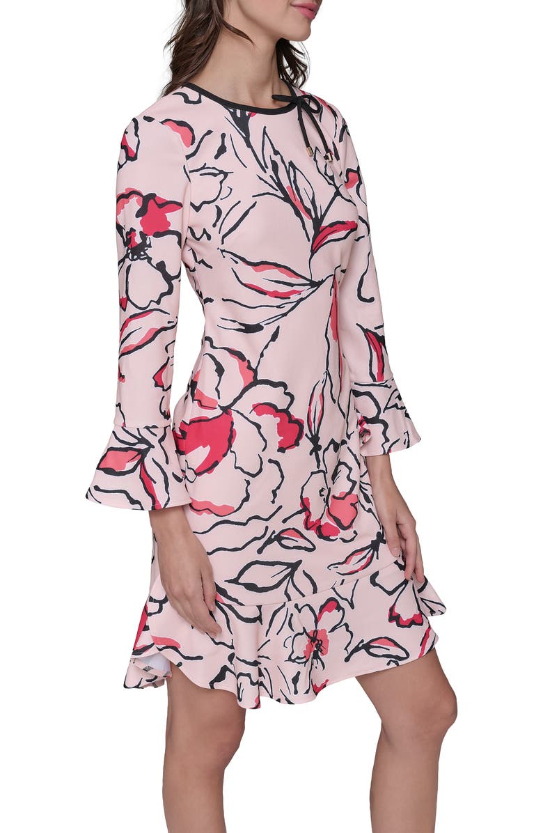 KARL LAGERFELD PARIS Scuba Crepe A-Line Dress, Alternate, color, Pearl Combo