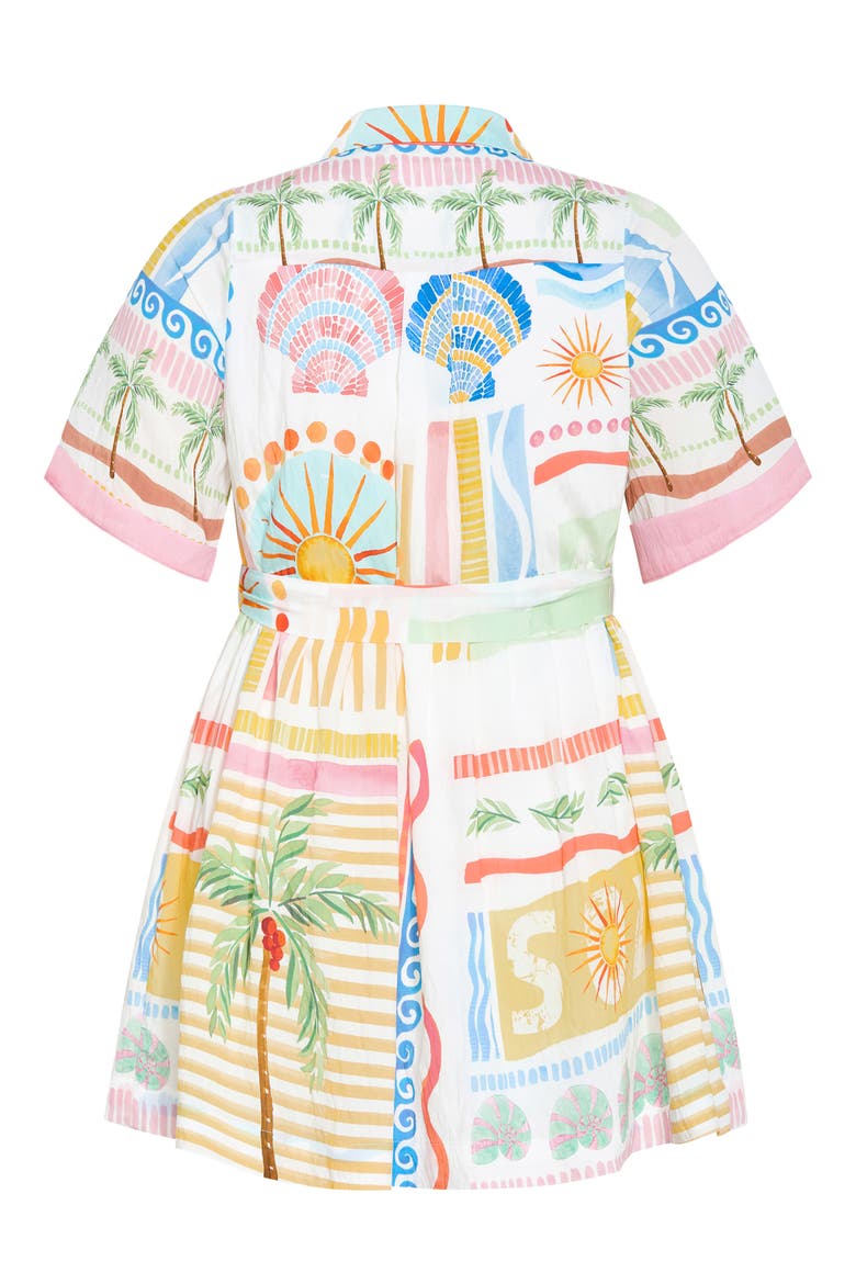 Lia Tie Waist Mini Shirtdress, Alternate, color, SEA DREAM PLC