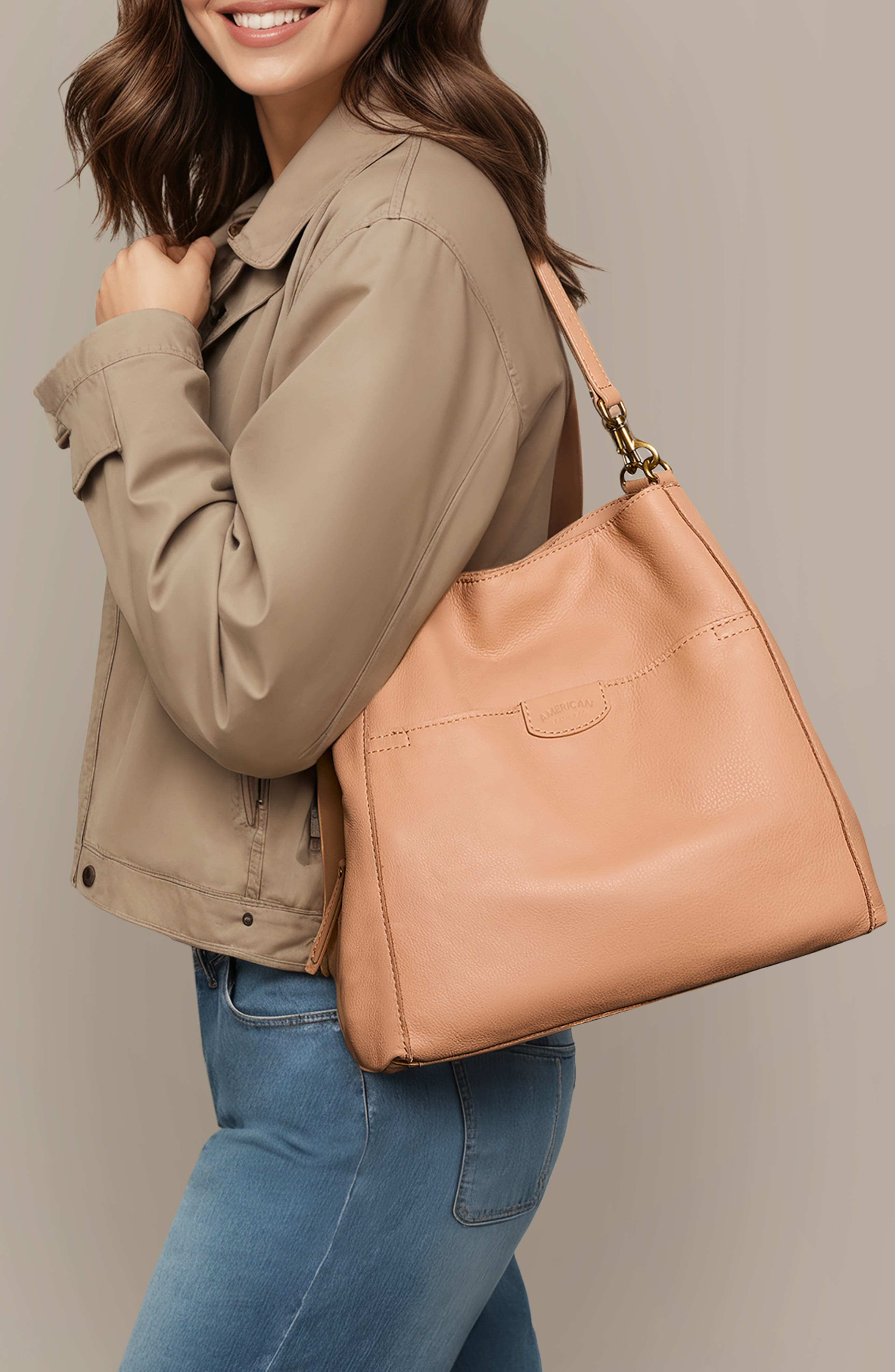 Austin Leather Bucket Bag, Alternate, color, NUTMEG SMOOTH