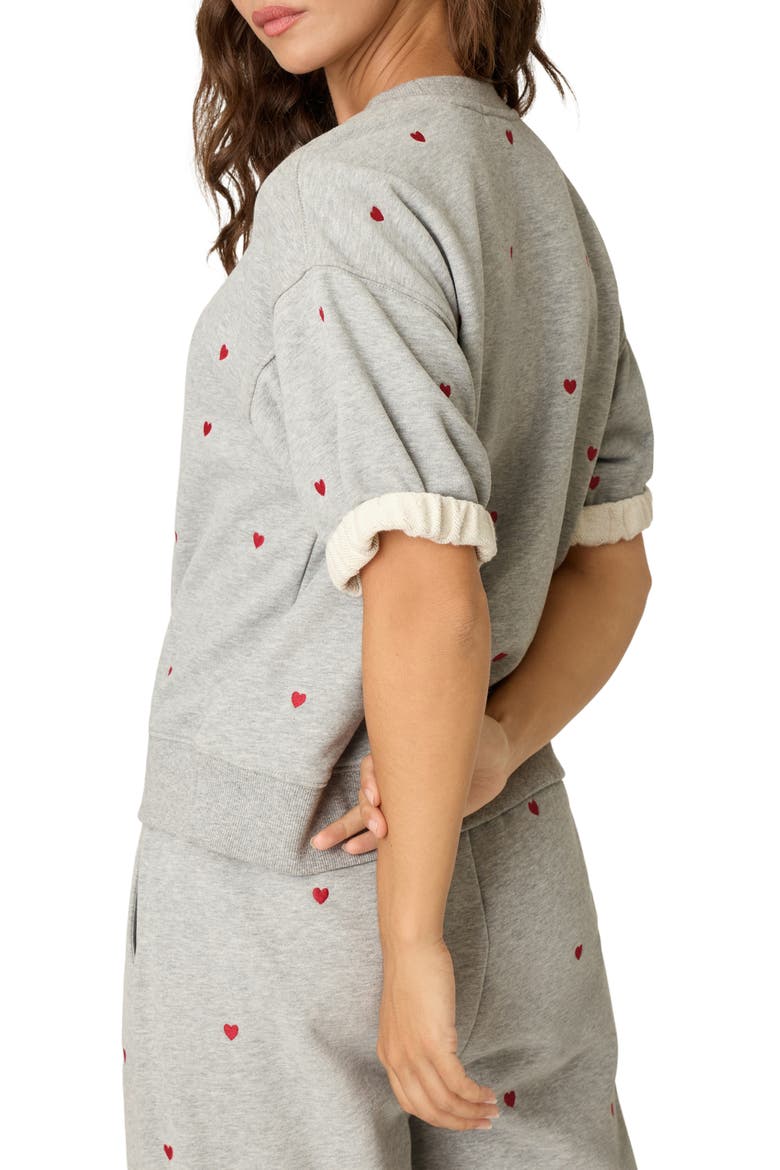 C'est La Vie Heart Short Sleeve French Terry Top, Alternate, color, H GREY
