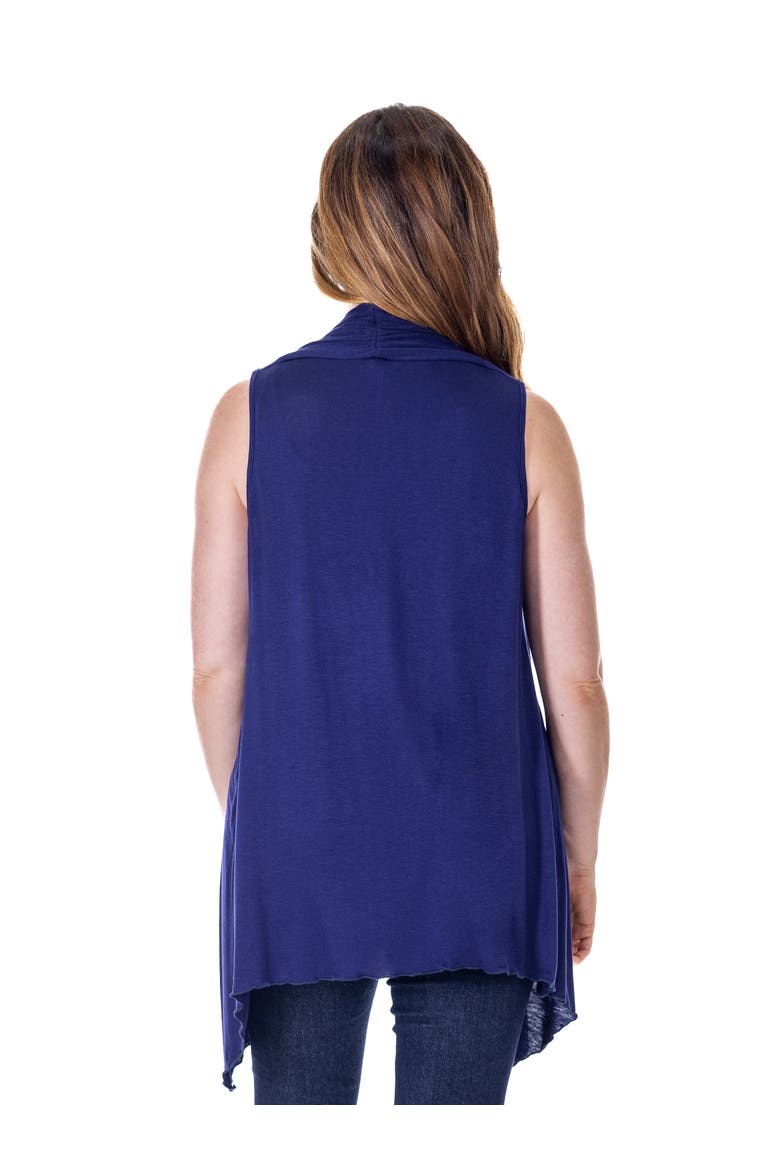 Draped Open Front Sleeveless Cardigan Vest, Alternate, color, Navy