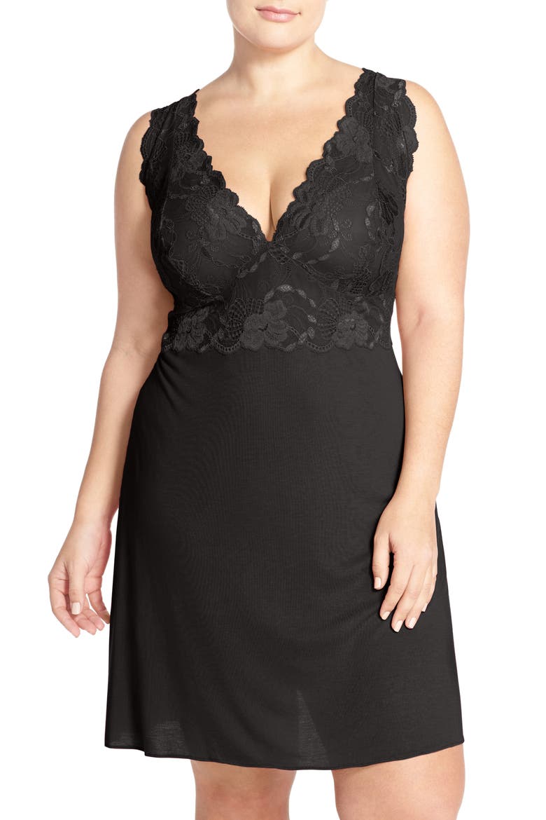 Zen Floral Chemise, Alternate, color, BLACK