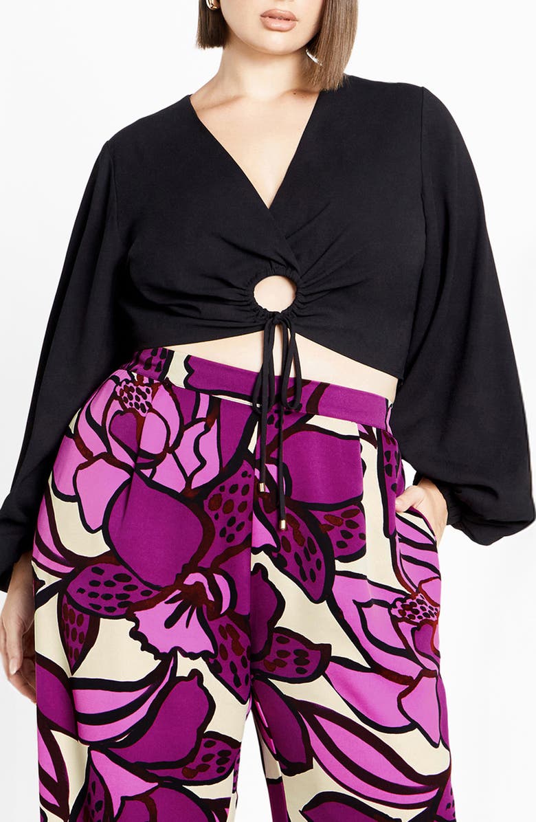 City Chic Selene Keyhole Crop Top, Main, color, Black