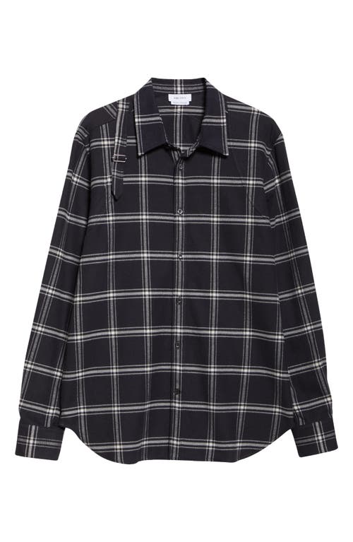 Alexander Mcqueen Twin Needle Harness Shirt Men In Black-ivory