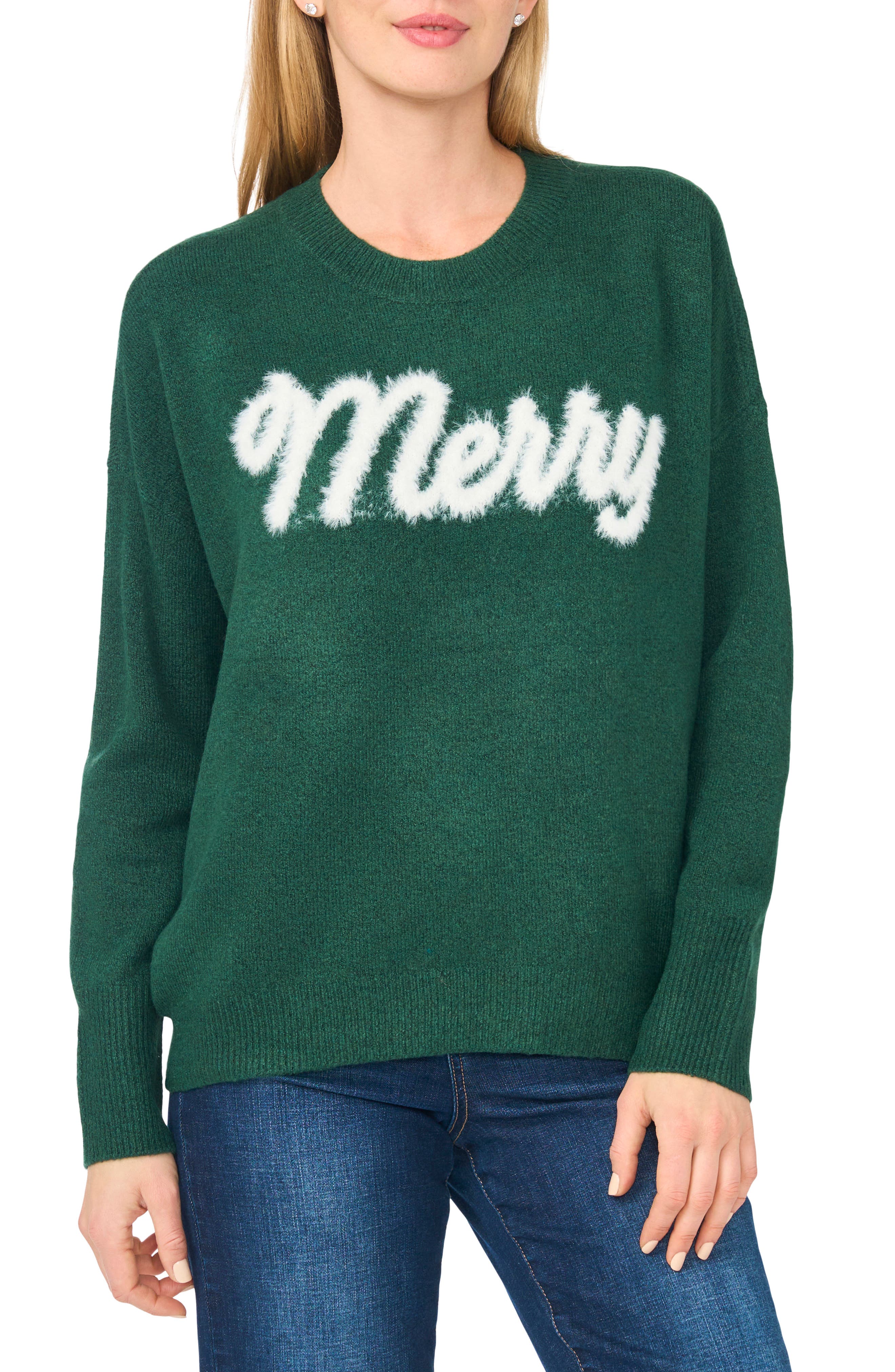 Merry Intarsia Crewneck Sweater