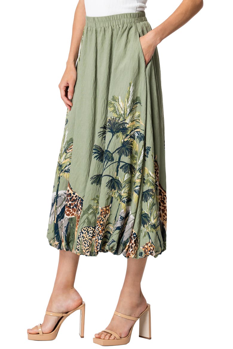 Andrey Printed Midi Skirt, Alternate, color, OLIVE MULTI