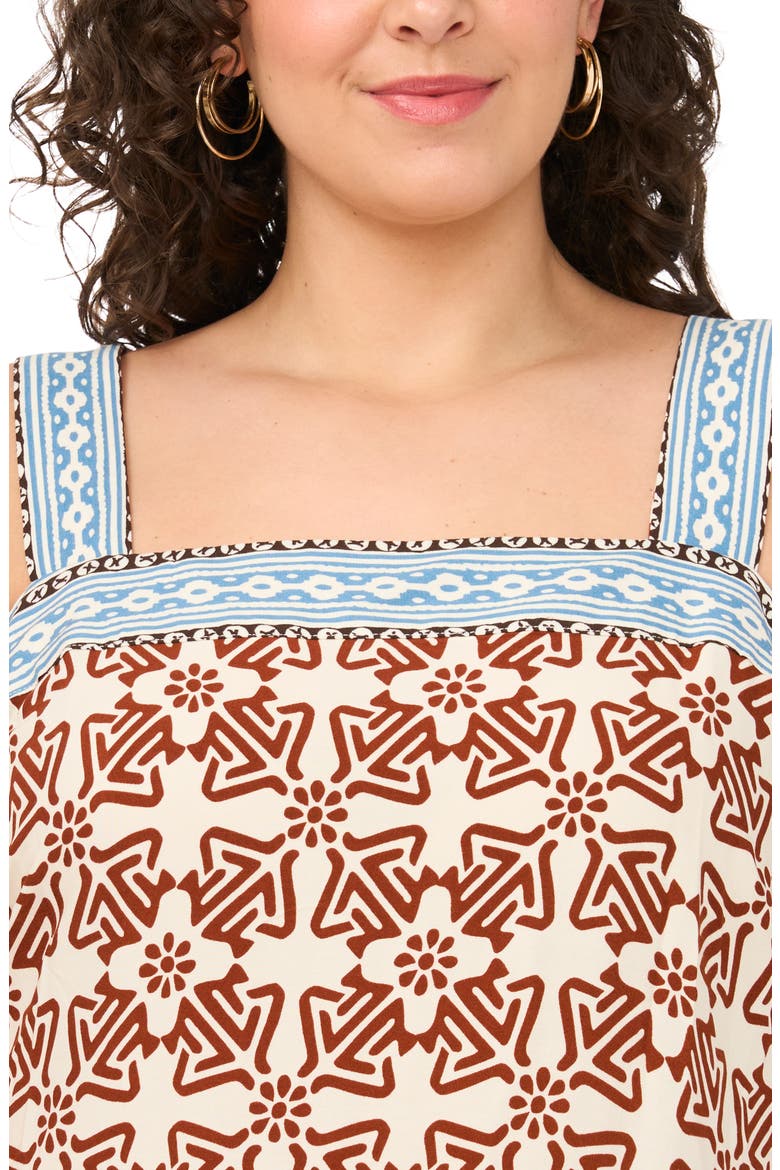 Mixed Print Smock Back Maxi Dress, Alternate, color, RUST