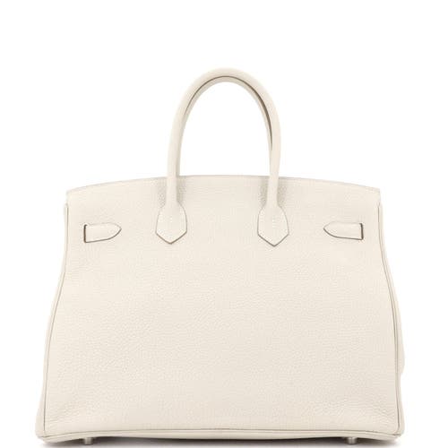 Pre-owned Hermes  Hermes Birkin Handbag Light Togo With Palladium Hardware 35 In White