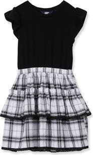 Lands' End Girls Short Sleeve Mixed Media Dress