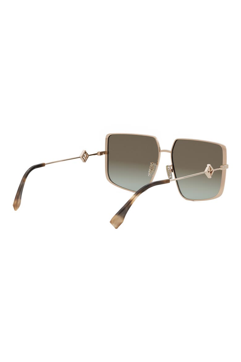 Diamonds 59mm Gradient Geometric Sunglasses, Alternate, color, SHINY ROSE GOLD / GREEN