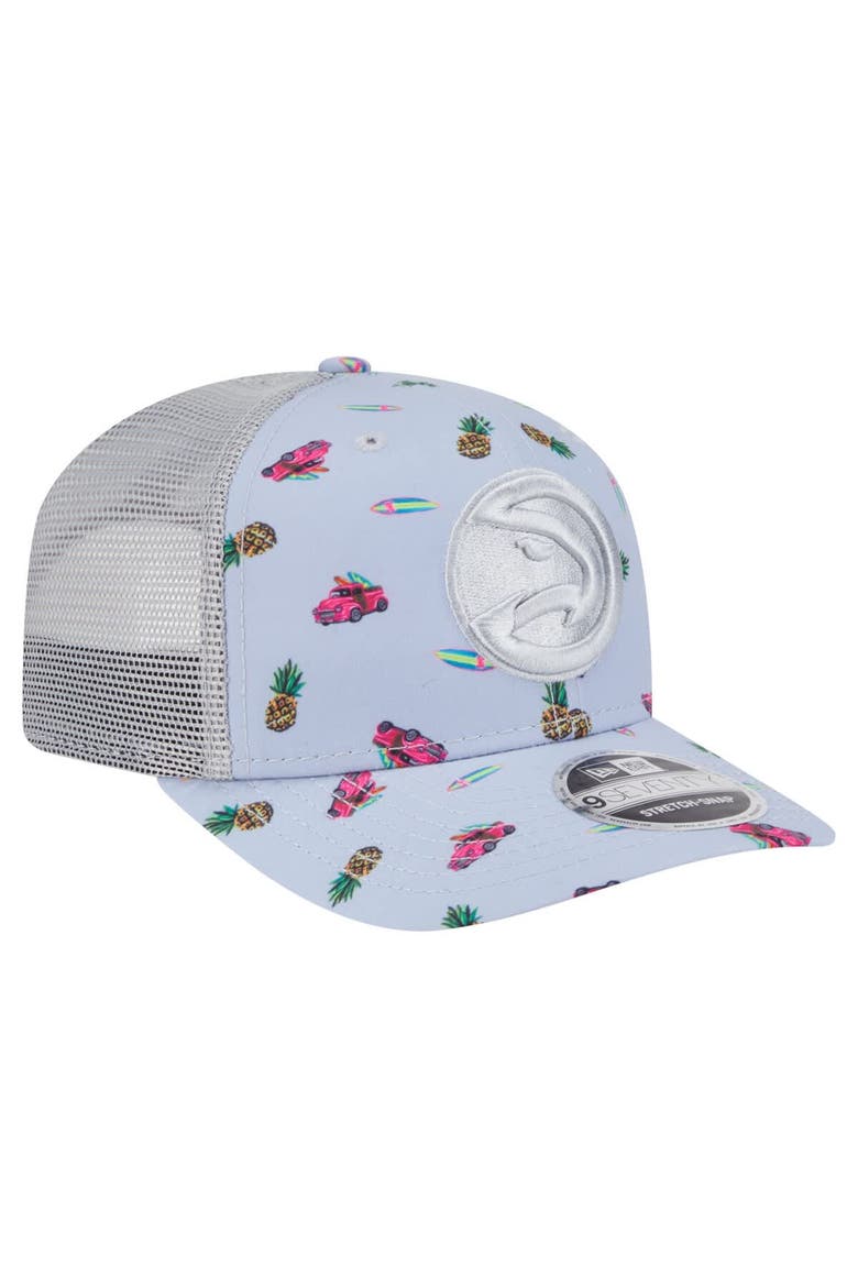 Men's New Era Light Blue/Gray Atlanta Hawks Adventure Aloha Pattern 9SEVENTY Stretch-Snap Hat, Alternate, color, Light Blue