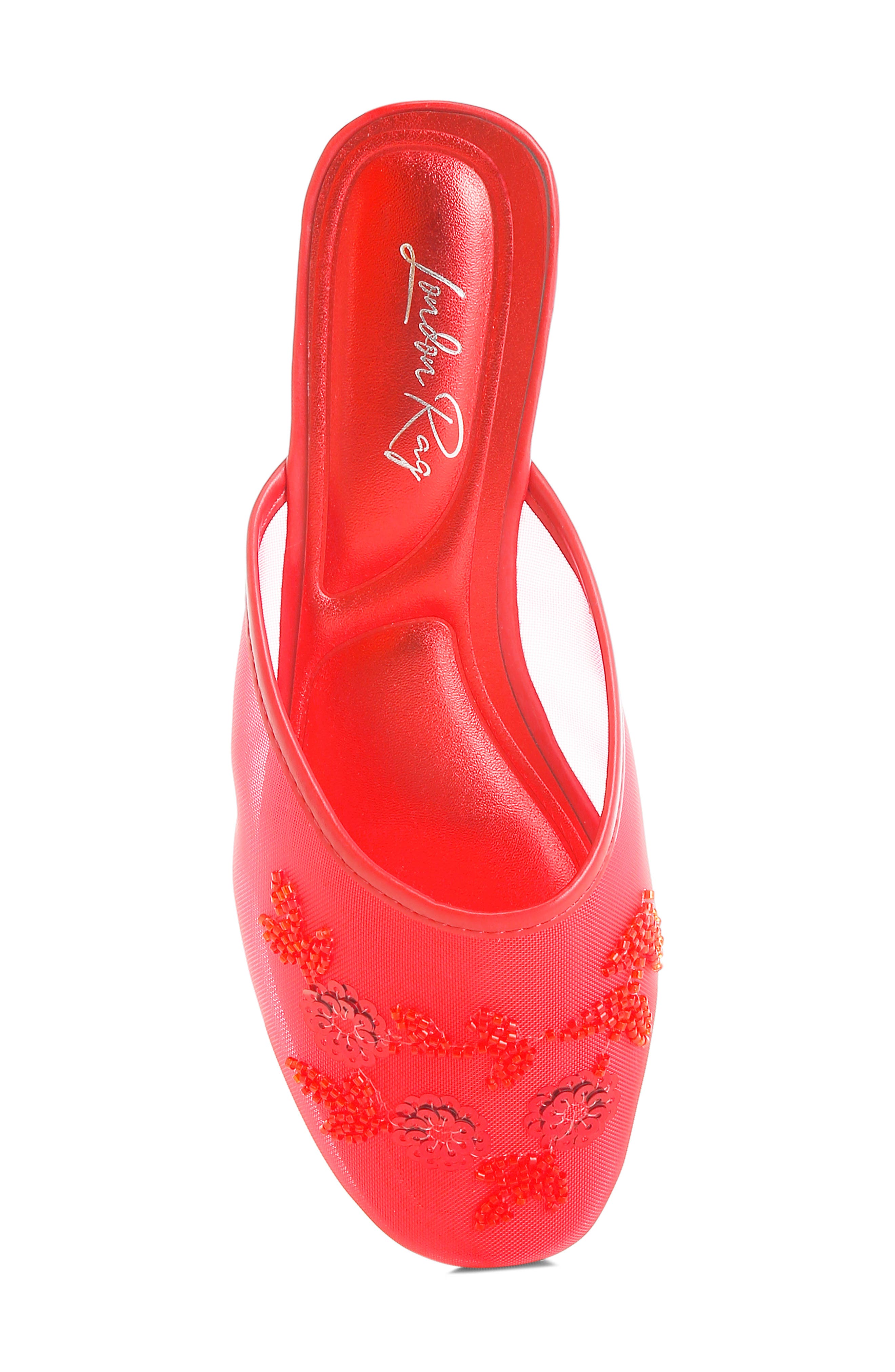 LONDON RAG Nahra Embellished Mesh Mule, Alternate, color, Red
