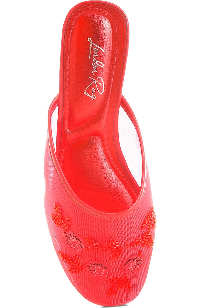 LONDON RAG Nahra Embellished Mesh Mule, Alternate, color, Red