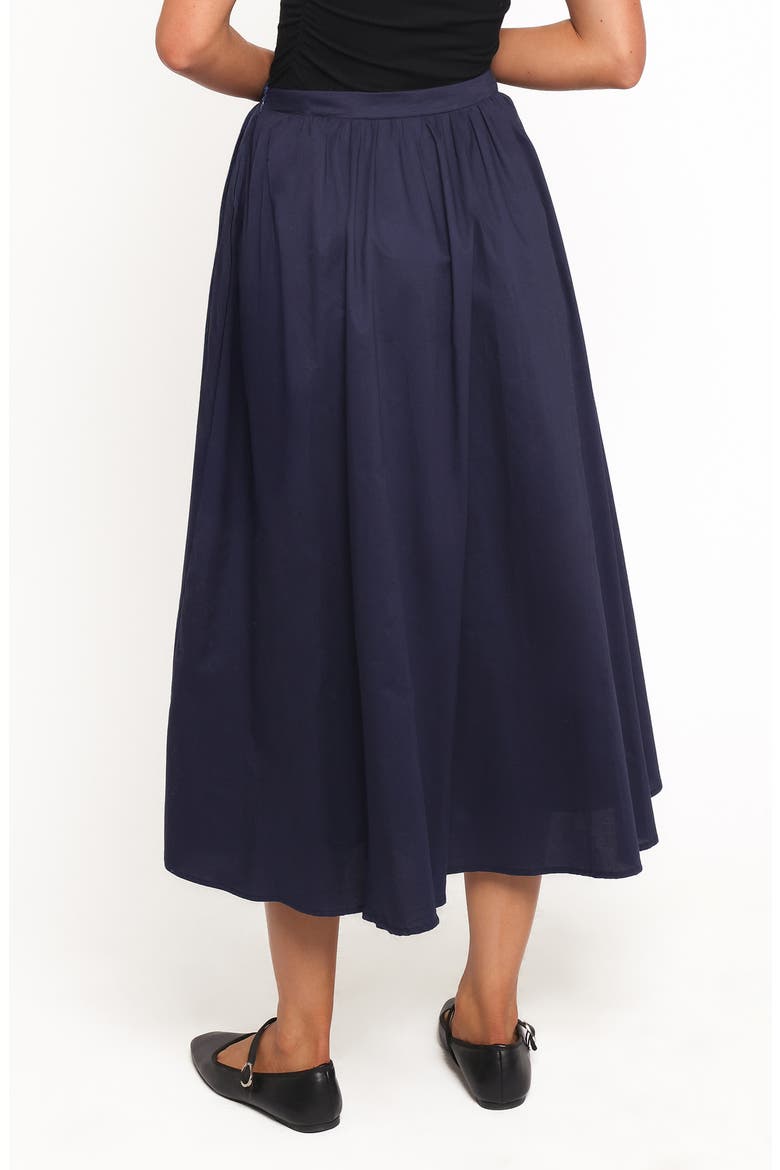 Oakley Pleated Midi Skirt, Alternate, color, NAVY