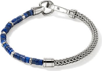 Heishi Chain Bracelet, Silver, Gemstones