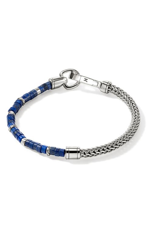 John Hardy Sterling Silver Heishi Lapis Lazuli Weave Bracelet In Lapis Lazuli