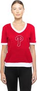 New Era Women's New Era  Red Philadelphia Phillies Game Day Rhinestone V-Neck T-Shirt