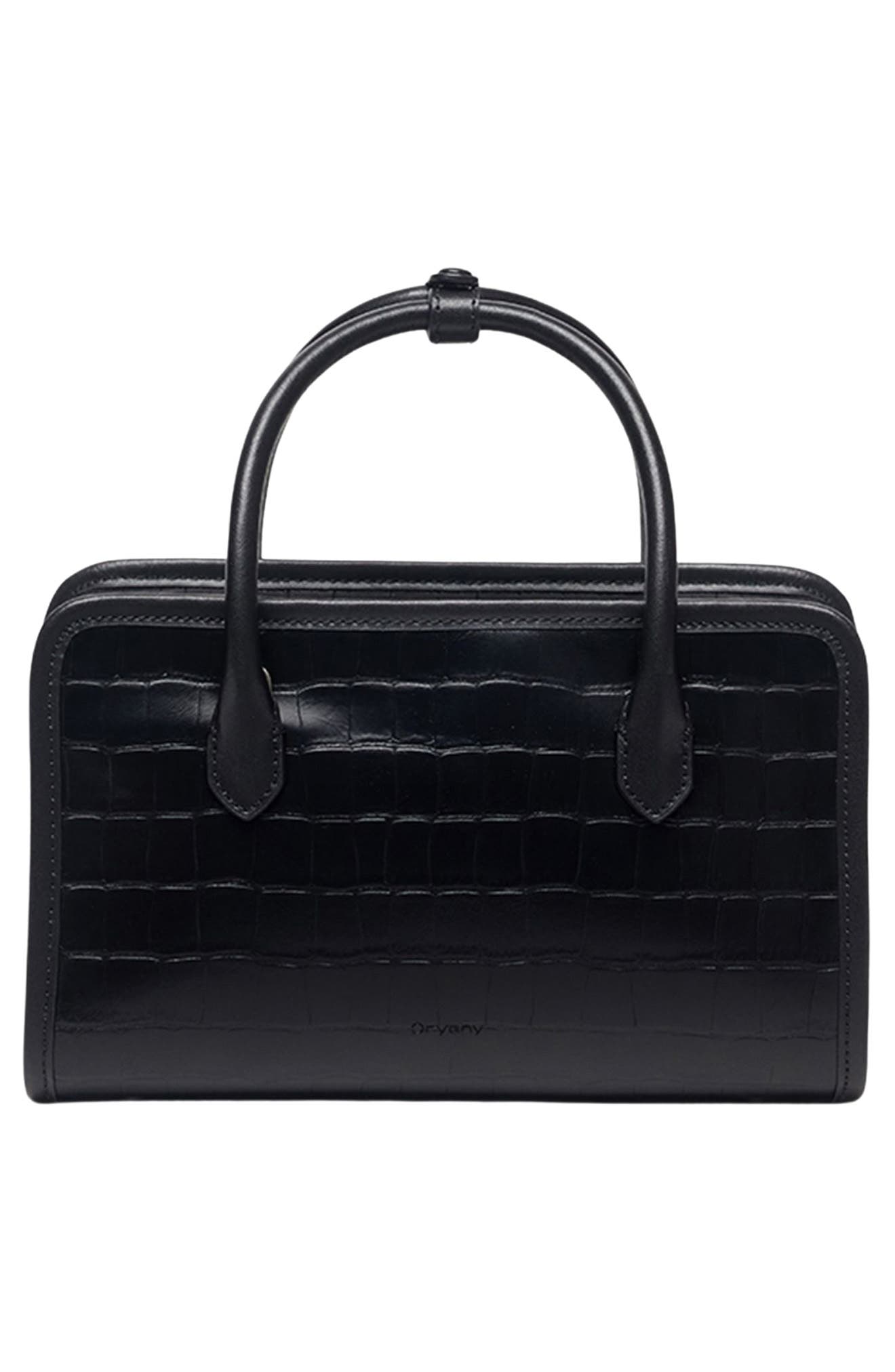 Claude Leather Satchel, Alternate, color, CROCO BLACK
