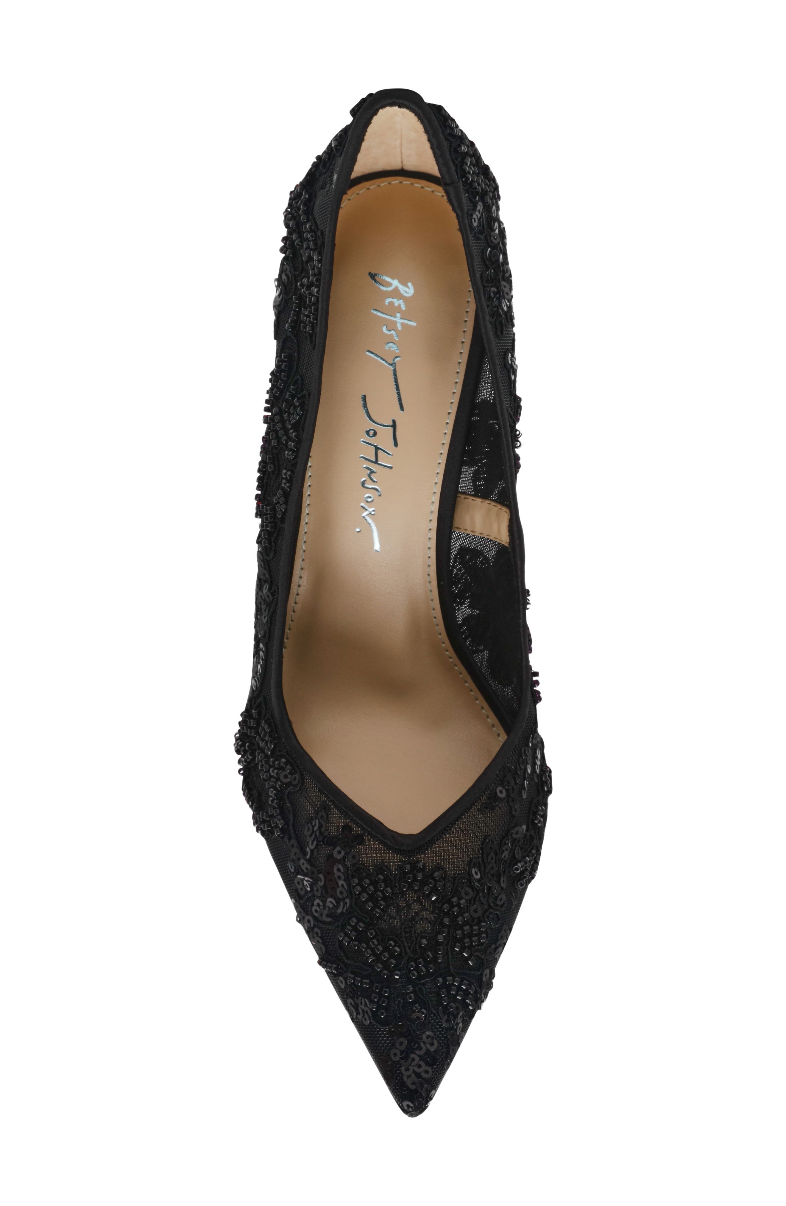 Betsey Johnson Jenii Sequin Mesh Pump, Alternate, color, Black