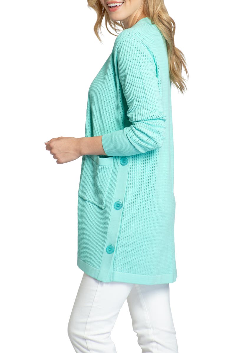 APNY Side Button Open Front Long Cardigan, Alternate, color, 
