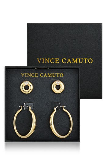 Vince Camuto Set Of 2 Assorted Earrings In Gold
