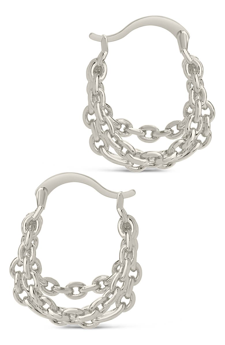 Sterling Forever Tenly Chain Link Hoop Earrings, Alternate, color, Silver