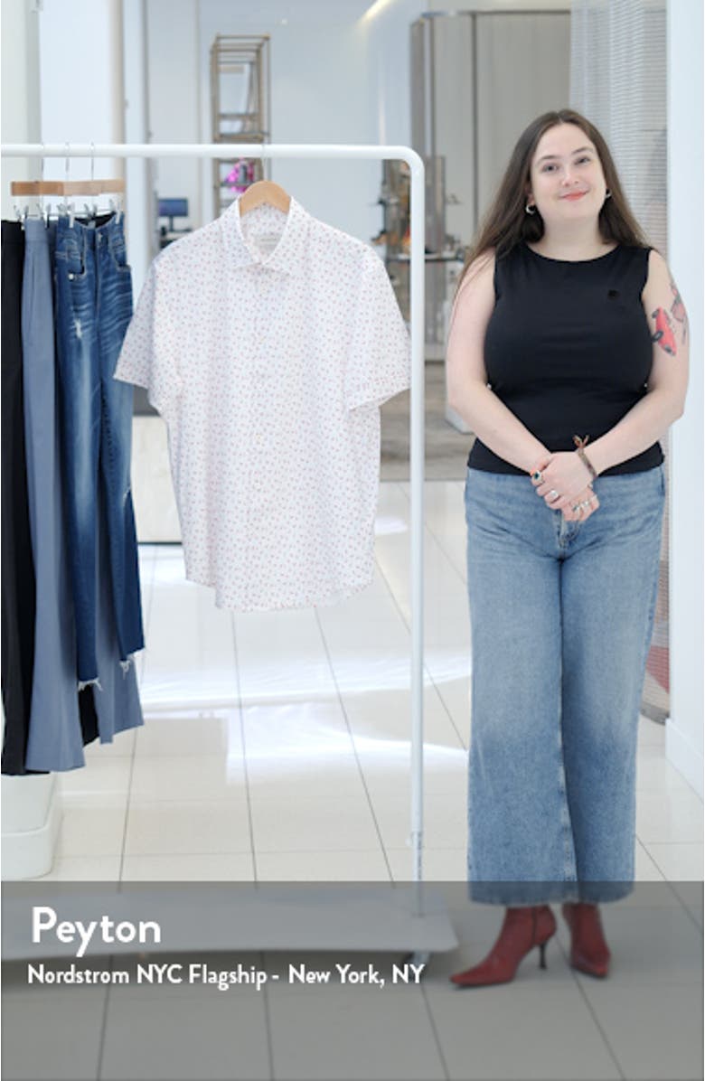 Miles OoohCotton<sup>®</sup> Flamingo Print Short Sleeve Button-Up Shirt, sales video thumbnail