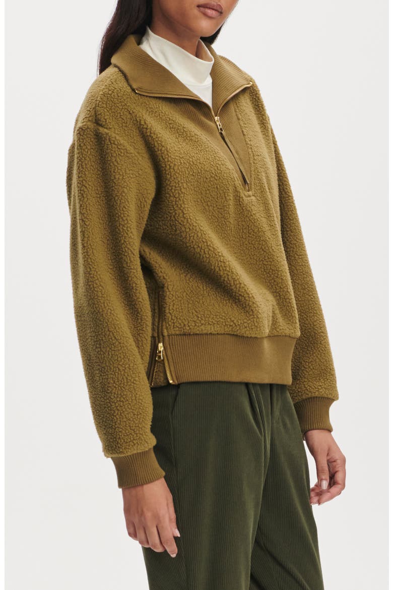 Jaylin High Pile Fleece Half-Zip Pullover, Alternate, color, OLIVE LEAF
