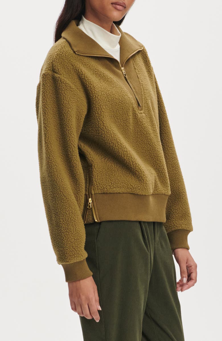 Varley Jaylin High Pile Fleece Half-Zip Pullover, Alternate, color, Olive Leaf