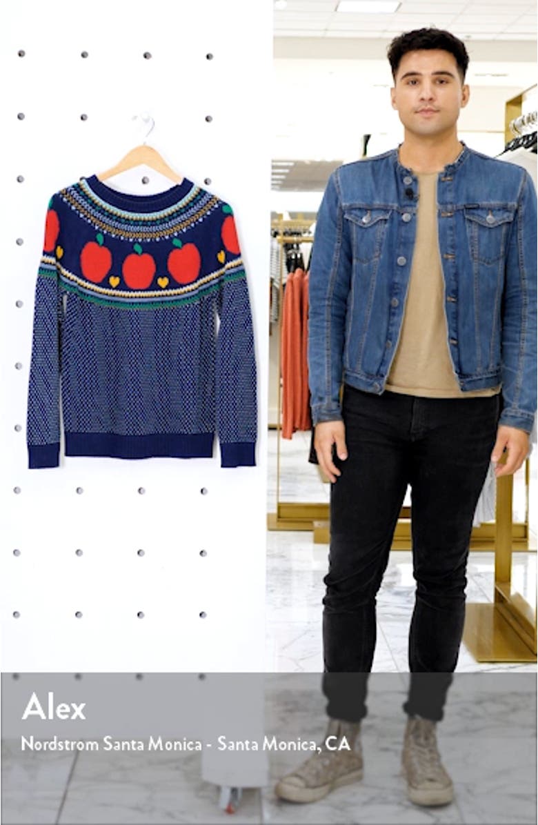 Fair Isle Apple Crewneck Cotton Sweater, sales video thumbnail