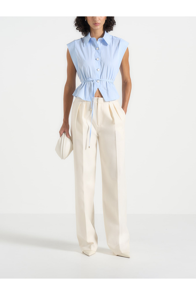 Malia Wide Shoulder Cropped Shirt, Alternate, color, Blue