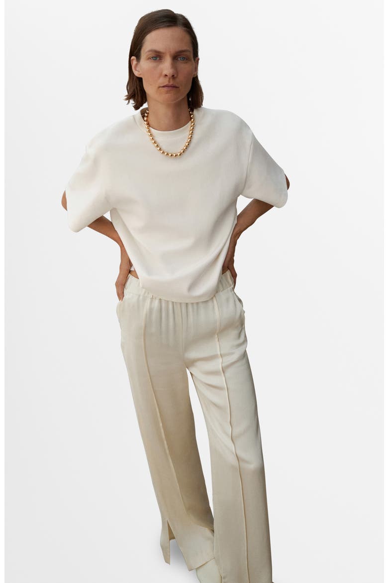 Selection Satin Slit Hem Wide Leg Pants, Alternate, color, VANILLA