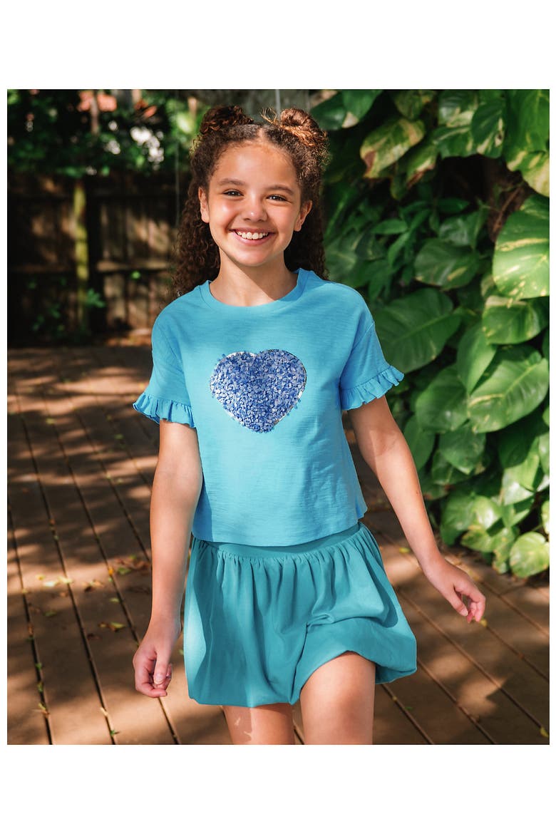 Girls Bubble Skort, Main, color, Baltic Teal