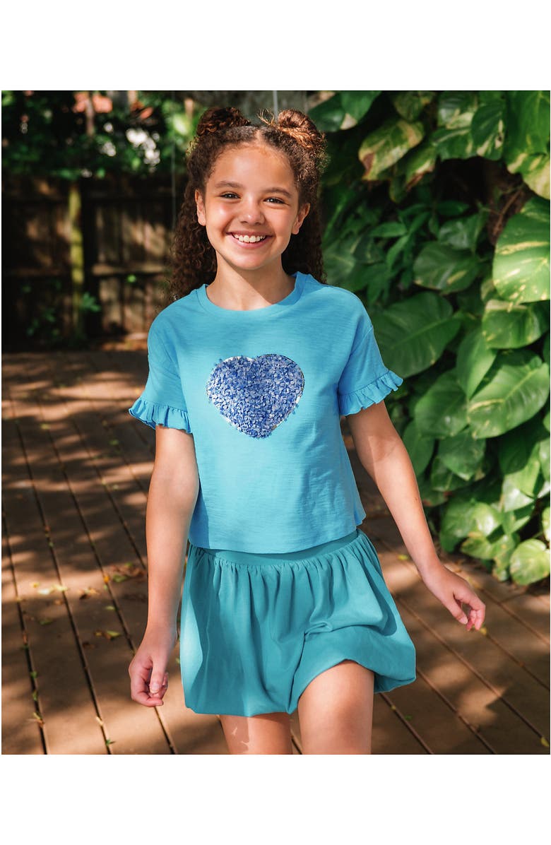 Lands' End Girls Bubble Skort, Main, color, Baltic Teal