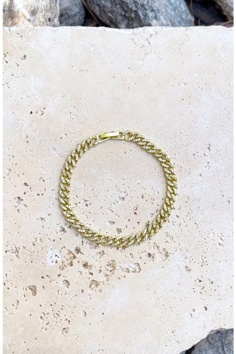Crystal Curb Chain Bracelet, Alternate, color, GOLD