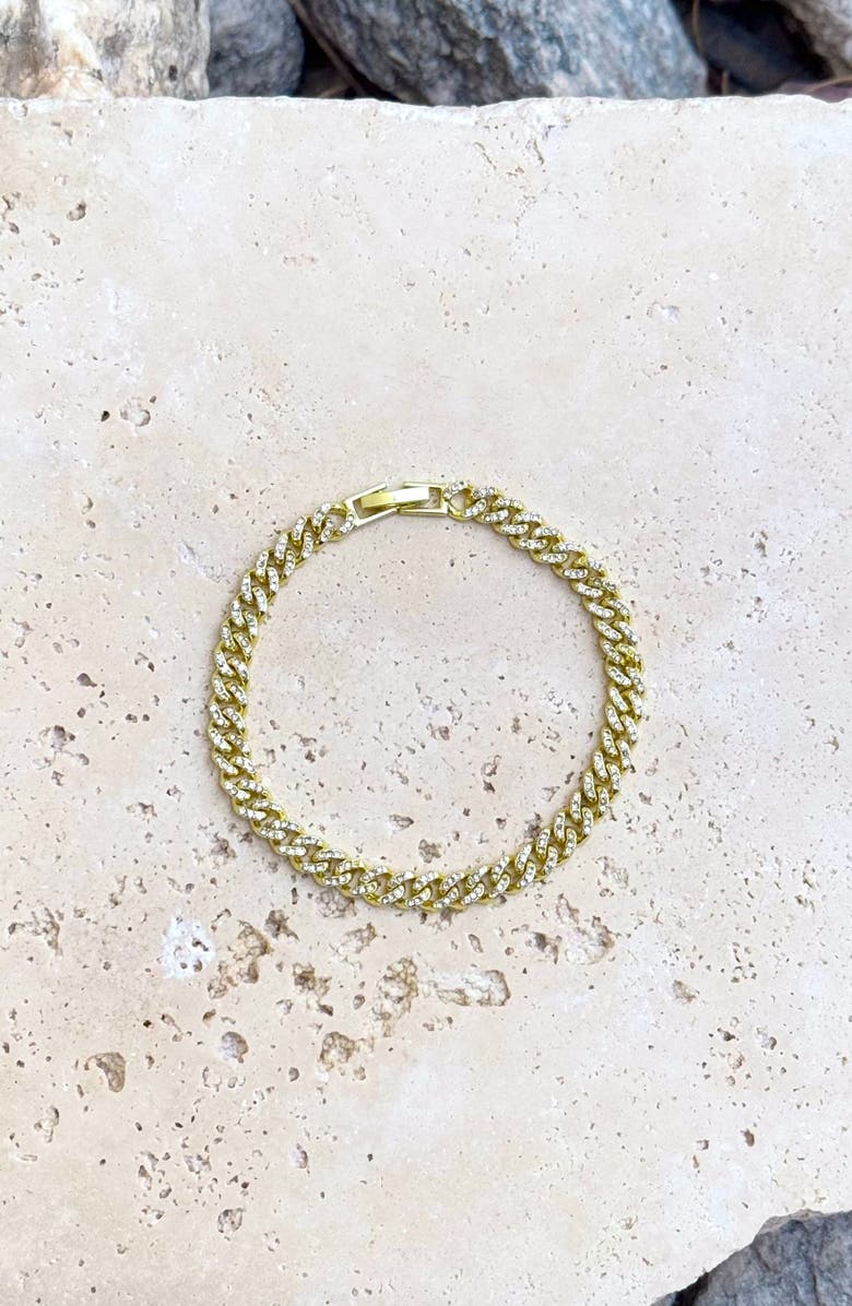 Adornia Crystal Curb Chain Bracelet, Alternate, color, Gold