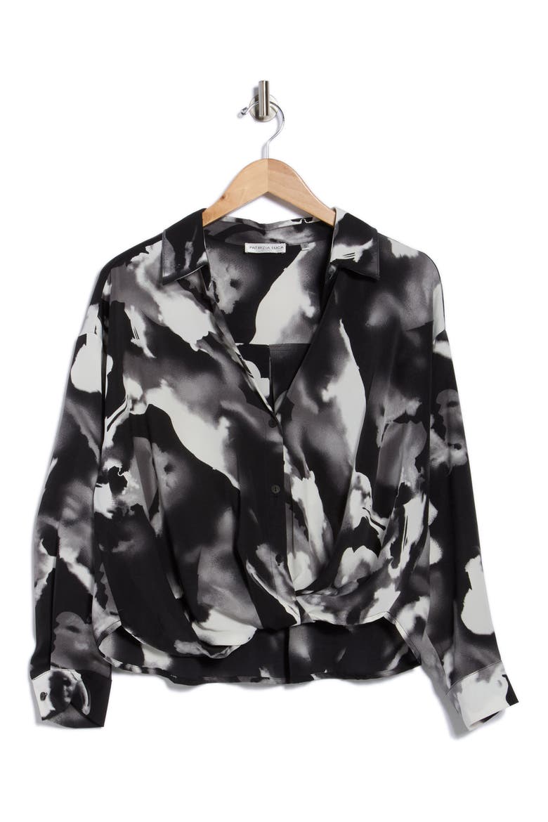 Marble Button-Up Shirt, Alternate, color, BLACK
